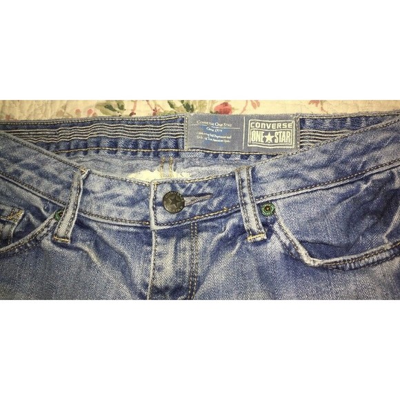 Converse One Star Womens Jeans 6 30x32 Cotton Spandex Blend Blue Worn Distressed - Picture 6 of 12